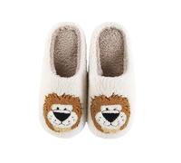 Chausson Homme Hiver,Chaussures d intérieur féminines Confortables pour l Hiver - Motif Cartoon Adorable et Polaire épaisse pour détente à la Maison Chaussons Chauds et уют ш (White, 41)