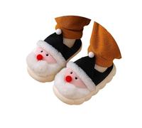 Chausson Noel Chaussons Femme Homme Noel Pantoufles Motif Père Noël Et Renne Hiver Chaud Maison Chausson De Noel Mignon Doux Et Confort Antidérapante Pelucheuses Pantoufle Noel Intérieur/Extérieur