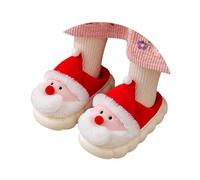 Chausson Noel Chaussons Femme Homme Noel Pantoufles Motif Père Noël Et Renne Hiver Chaud Maison Chausson De Noel Mignon Doux Et Confort Antidérapante Pelucheuses Pantoufle Noel Intérieur/Extérieur