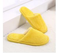 Chausson-pantoufle en coton pour femmes - A-yellow[B8] - Douces monochromes - Chaussures chaudes en peluche