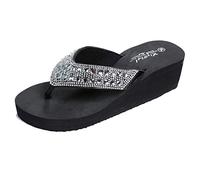 Chausson Pantoufle Sandale Tongs Talon Compensé Femmes Chaussures À La Maison Pantoufles De Mode Chaussures De Plage-Noir_40