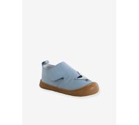 Chaussons à scratchs bébé en cuir souple bleu pâle 19