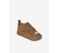 Chaussons à scratchs bébé en cuir souple marron 21