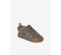 Chaussons à scratchs cuir souple bébé beige imprimé 21