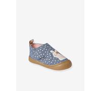 Chaussons à scratchs toile imprimée bébé bleu chambray 25