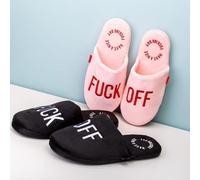 Chaussons amusants en peluche rose ""F*** Off"" - FISURA - Taille unique (36-40) 38