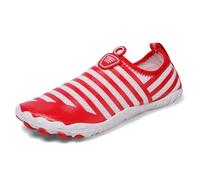 Chaussons Aqua Enfilables Femme Baskets Séchage Rapide Tige Respirante Amorti Doux Ajustement Souple Semelle Antidérapante Plage Fitness Voyage,Rouge,37 EU