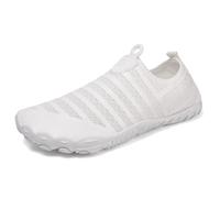 Chaussons Aqua Enfilables Femme Baskets Séchage Rapide Tige Respirante Amorti Doux Ajustement Souple Semelle Antidérapante Plage Fitness Voyage,Blanc,35 EU