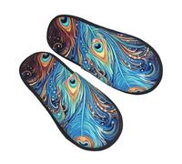 Chaussons Art De La Plume De Paon Antidérapantes Pantoufles Légers Chaussons Maison Pour Outdoor Unisex La Maison M