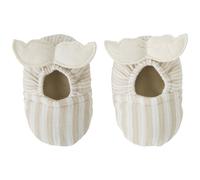 Chaussons avec ailes d'ange gaze de coton rayé galet (0-6 mois)