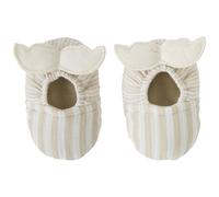 Chaussons Avec Ailes D'ange Gaze De Coton Rayé Galet (0-6 Mois) Beige, Blanc 0/6M(50/67)