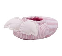 Chaussons avec ailes d'ange gaze de coton rayé vieux rose (0-6 mois)