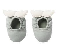 Chaussons avec ailes d'ange vert de gris et écru (0-6 mois)