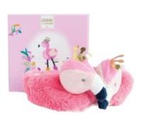 Chaussons avec hochet 0-6 mois flamant rose - doudou et compagnie ROSE G