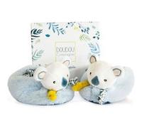 Doudou et Compagnie Chaussons avec hochet Yoca mon petit Koala Bleu et Jaune