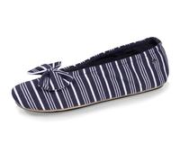 Isotoner Chaussons pantoufles Ballerines femme grand nœud et semelle gomme, 36 EU, rayure marinière