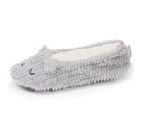 Isotoner Chaussons ballerines Femme Chat Gris texturé 35/36 | Pantoufle Ballerines imitation fourrure, semelle antidérapante, chaudes et confortables - Lavable machine 30°C