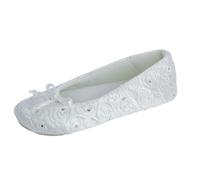 Chaussons Ballerines Isotoner Pour Femmes En Velours Rose Matelassé