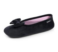 Isotoner Chaussons pantoufles Ballerines femme velours semelle ultra souple mousse à mémoire forme, 37/38, noir