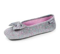 Isotoner Chaussons pantoufles Ballerines femme velours semelle ultra souple mousse à mémoire forme, 41/42, pois gris
