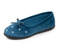 Isotoner Chaussons pantoufles Ballerines femme souples, ultra confortables et légers, confort semelle ergonomique technologie everywear, 38 EU, bleu canardfleurs