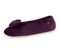 Chaussons ballerines ultra confortables, semelle en cuir, détail grand nœud aubergine 35/36