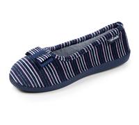 Chaussons ballerines velours semelle ergonomique rayure marine 36