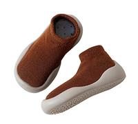 Chaussons bébé antidérapants en tricot respirant pour tout-petits semelle caoutchouc souple parfaits pour l’intérieur printemps chaussures d’apprentissage marche garçon fille (Brown, 20 Infant)
