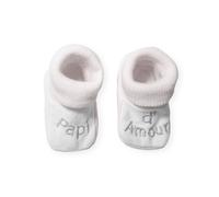 Chaussons bébé avec broderie papi d'amour blanc NAISSANCE(45/50)