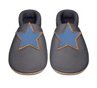 Chaussons bébé cuir souple étoile gris