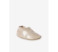 VERTBAUDET Chaussons élastiqués en cuir souple bébé or 12/18M(74/81)