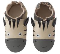 Chaussons Bébé Cuir Souple Zack Le Zèbre Beige 27/28