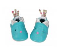 Chaussons bébé en cuir Les Pachats - Moulin Roty - Bleu - Souples et légers