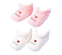 Chaussons bébé - OZABI - Pack de 2 Paires - Rose - Mixte - Lavables en machine 6-12 mois