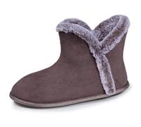 Isotoner Chaussons pantoufles Bottillons femme ultra confortables et chauds, interieur et bordure en fausse fourrure, 36 EU, gris