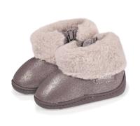 Isotoner Chaussons pantoufles Bottillons bébé fille zip irisé et imitation fourrure 22