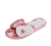 Chaussons Bout Ouvert En Peluche Femme Pantoufles Mode Nœud Papillon Avec Semelle Épaisse Chaussons En Mousse Confortables Et Chaudes Pantoufles Décontractés Pour Maison, Chambre, Salle, Intérieures