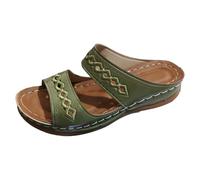 Chaussons Brodés Décontractés pour Femme, Sandales à Bout Ouvert avec Talon compensé Stable, Modèle Confortable à Enfiler en Un clin d’œil, pour Le Quotidien et Les Sorties de proximité