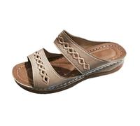 Chaussons Brodés Décontractés pour Femme, Sandales à Bout Ouvert avec Talon compensé Stable, Modèle Confortable à Enfiler en Un clin d’œil, pour Le Quotidien et Les Sorties de proximité