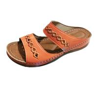Chaussons Brodés Décontractés pour Femme, Sandales à Bout Ouvert avec Talon compensé Stable, Modèle Confortable à Enfiler en Un clin d’œil, pour Le Quotidien et Les Sorties de proximité