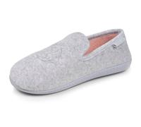 Isotoner Chaussons pantoufles Charentaises femme velours semelle ergonomique mousse à mémoire forme, 41, gris chiné