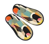 Chaussons Chat D'Art Moderne Du Milieu Du Siècle Imprimé Avec Semelle Caoutchouc Pantoufles Doux Slippers Pour Chambre D'Intérieur Unisex M