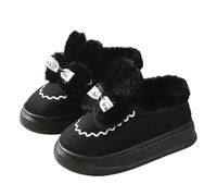 Chaussons chauds et amusants pour homme - Gris - Pour l'hiver - Oreilles de lapin - En peluche - Plateforme - Chaussons douillets en coton moelleux - Chaussons mignons, Noir , 41 EU