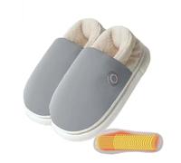 Chaussons chauffant avec batterie, 5 V 4000mAh Chauffe pieds USB rechargeable pantoufle chauffante femme homme avec 3 réglages de température pour l'hiver Accueil Bureau(Size:36-37,Color:Blue)