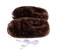 Chaussons Chauffants, 1 Paire USB Chauffage Électrique Pantoufles Chauffé en Peluche Chaussures Hiver Temps Froid Chaussures Garder Les Pieds Au Chaud, pour intérieur et extérieur, Unisexe, Marron