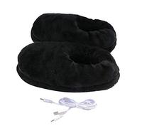Chaussons Chauffants, 1 Paire USB Chauffage Électrique Pantoufles Chauffé en Peluche Chaussures Hiver Temps Froid Chaussures Garder Les Pieds Au Chaud, pour intérieur et extérieur, Unisexe, Noir