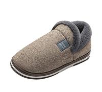Chaussons chauffants à enfiler en peluche pour homme - Bout rond - Garde au chaud - Couleur unie - Passe au micro-ondes, café, 39 2/3 EU