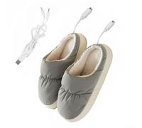 Chaussons chauffants confortables avec alimentation USB sûre, pour un confort par temps froid (gris)
