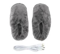 Chaussons chauffants électriques - SURENHAP - Gris - Peluche - Autonomie 3 hrs - Adulte
