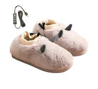 Chaussons Chauffants Femme Pantoufles en peluche ultra-douces,